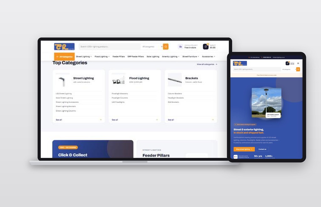 C&R Outdoor Lighting website by Safetech