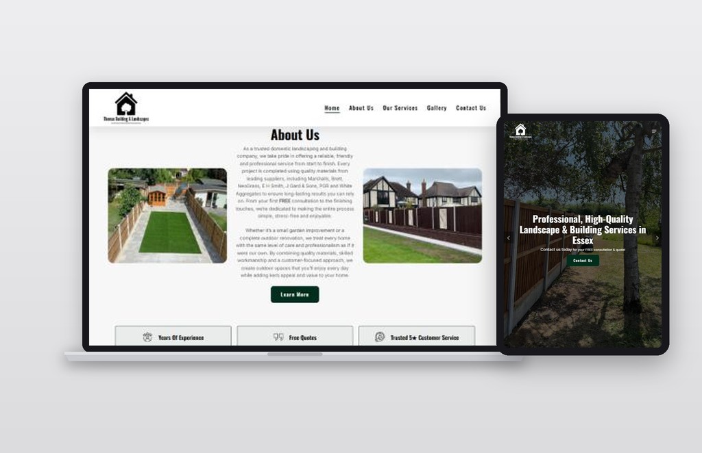Thomas Building & Landscapes website by Safetech